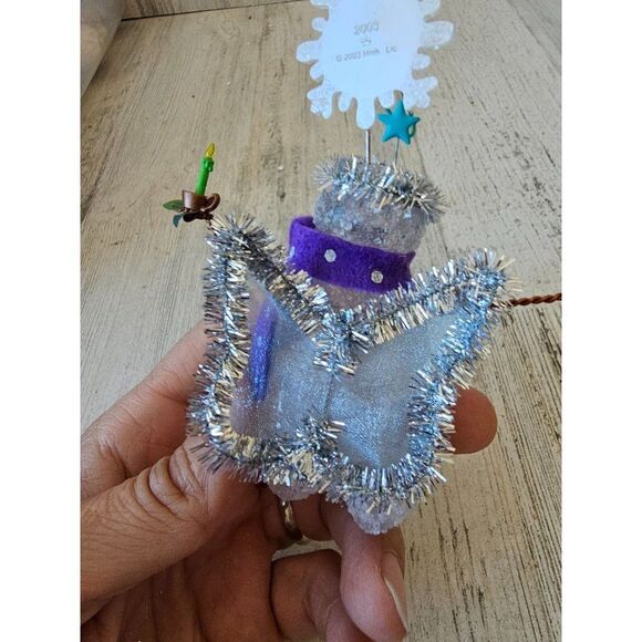 Hallmark snowman glitter wire angel cherub 2003 Xmas tree - Picture 3 of 8